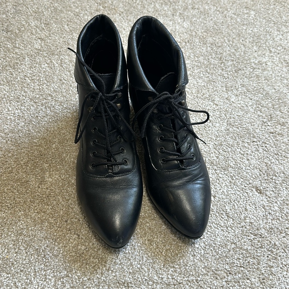 Victorian Style Vintage Black Boots Witch Boots Halloween Poppies